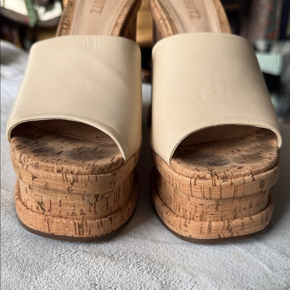 SCHUTZ Cream Wedge Sandals - Picture 3 of 9